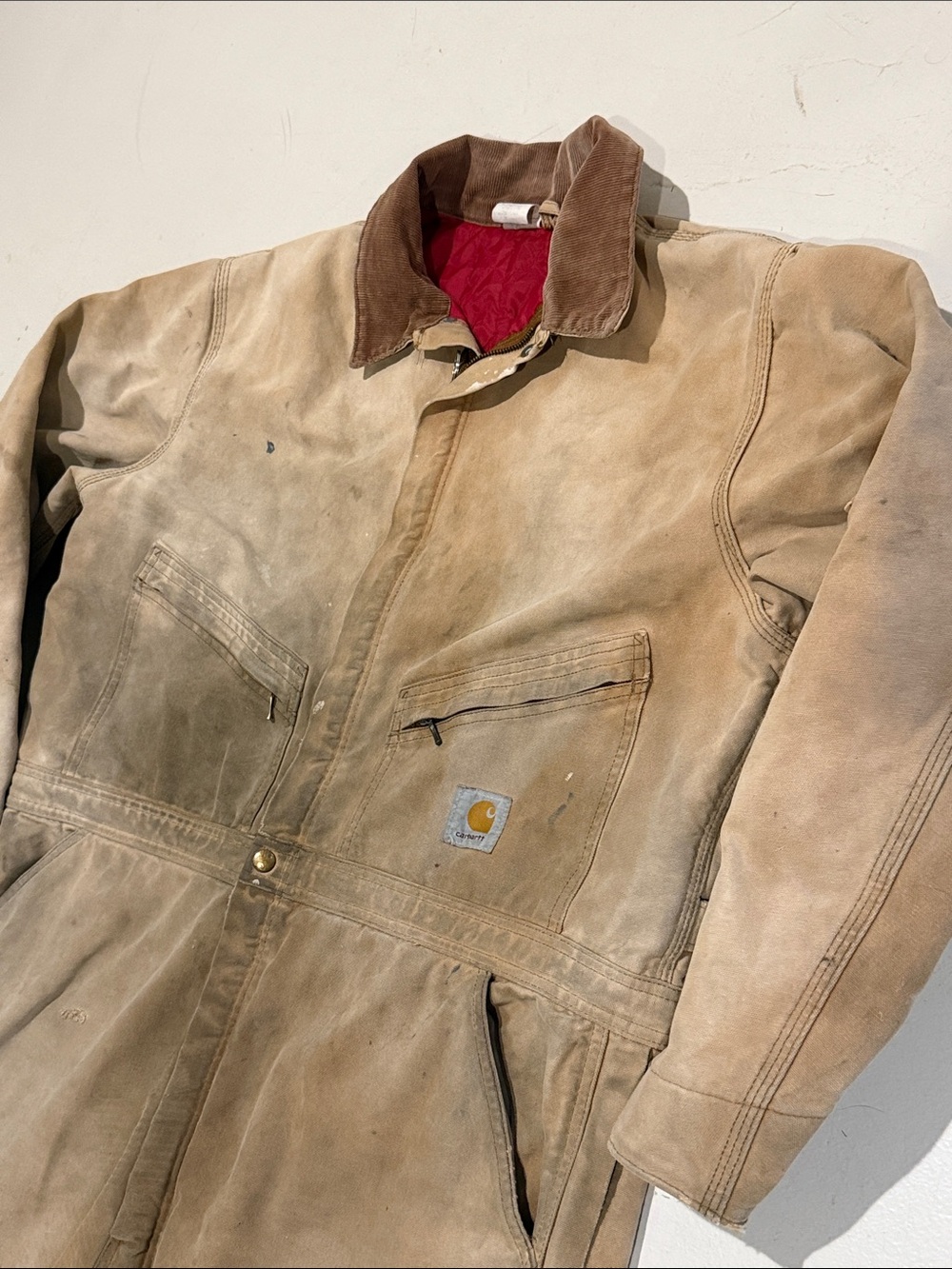 Vintage Carhartt Distressed Tan Duck Canvas Coveralls
